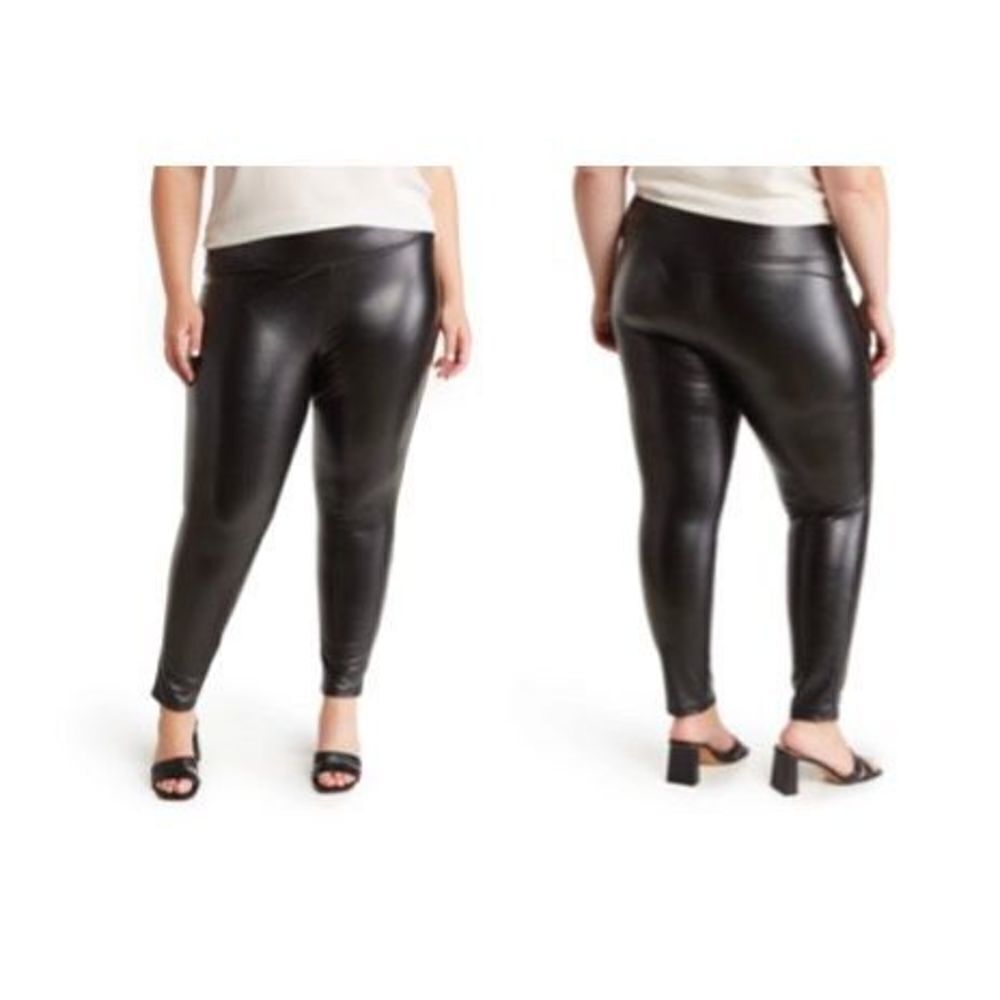 New 1.State Black Faux Leather Pants Women's 1X Biker‎ Moto Edgy Vixen Rocker